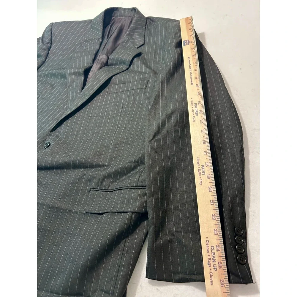Hickey Freeman Loro Piana Tasmanian Super 130s Pinstripe Blazer Jacket 52L Gray